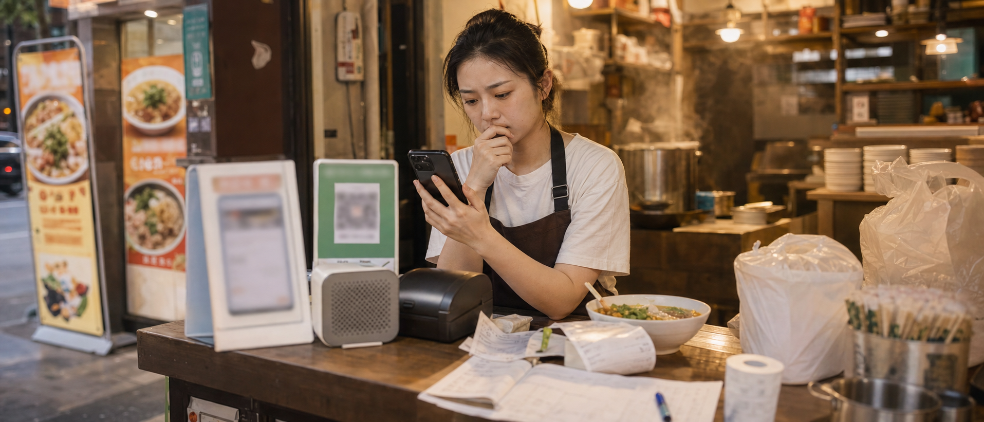 粉面店老板娘问我：收款台还要放几个东西？